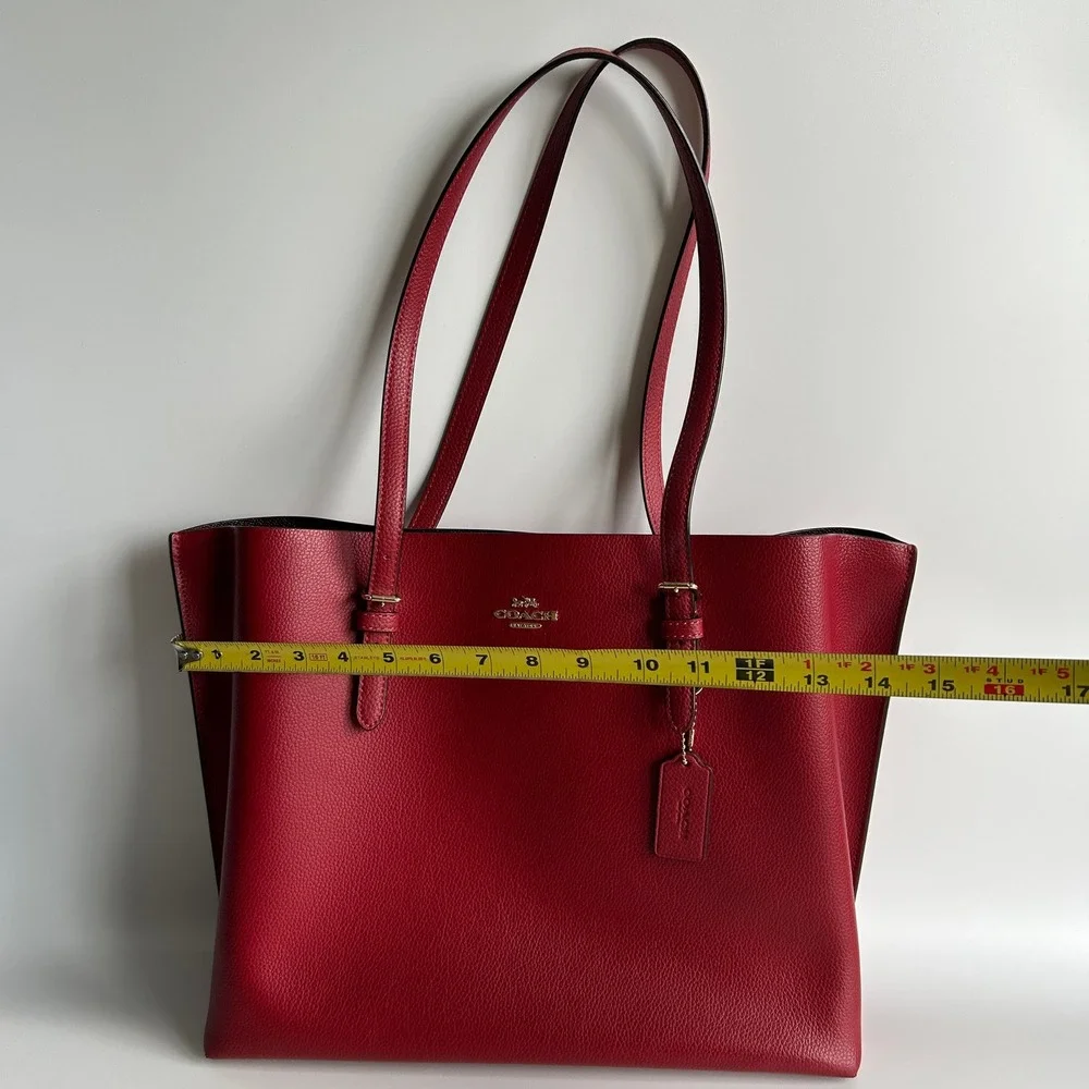 Coach Mollie Tote Red Apple Pebbled Leather Bag 1671